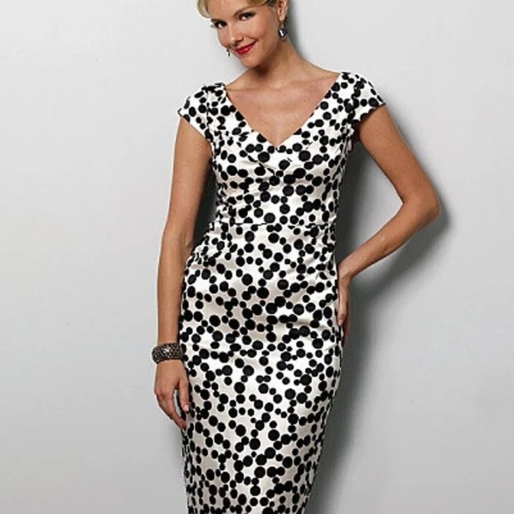 Formal Polka-Dot Midi Dress